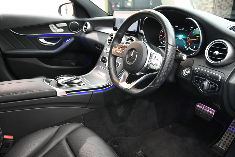 メルセデスベンツ Cクラス C220d ﾛｰﾚｳｽED ｽﾎﾟｰﾂ+&ﾚｰﾀﾞｰｾｰﾌﾃｨP　後期 ACC Pｽﾀ ECO LKA 黒革 HDDﾅﾋﾞTV Bｶﾒﾗ Carplay AMGｴｱﾛ&AMG18ｲﾝﾁAW LEDﾗｲﾄ　2年保証付